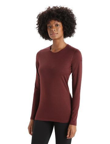 Espresso Women's Icebreaker Merino 200 Oasis Long Sleeve Crewe Thermal Top One Piece & Sets | USA 1765LISH